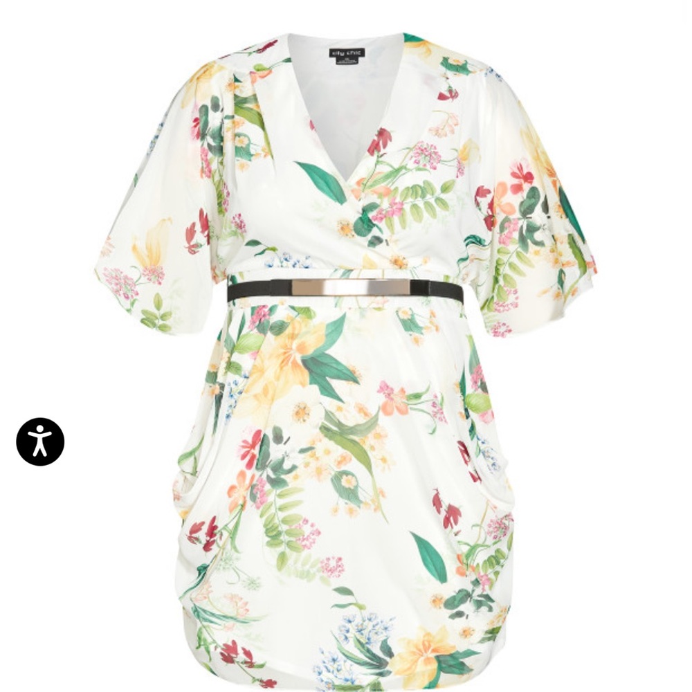 City Chic Wrap Print Dress - ivory floral NWT from non-smoking and pet free home
